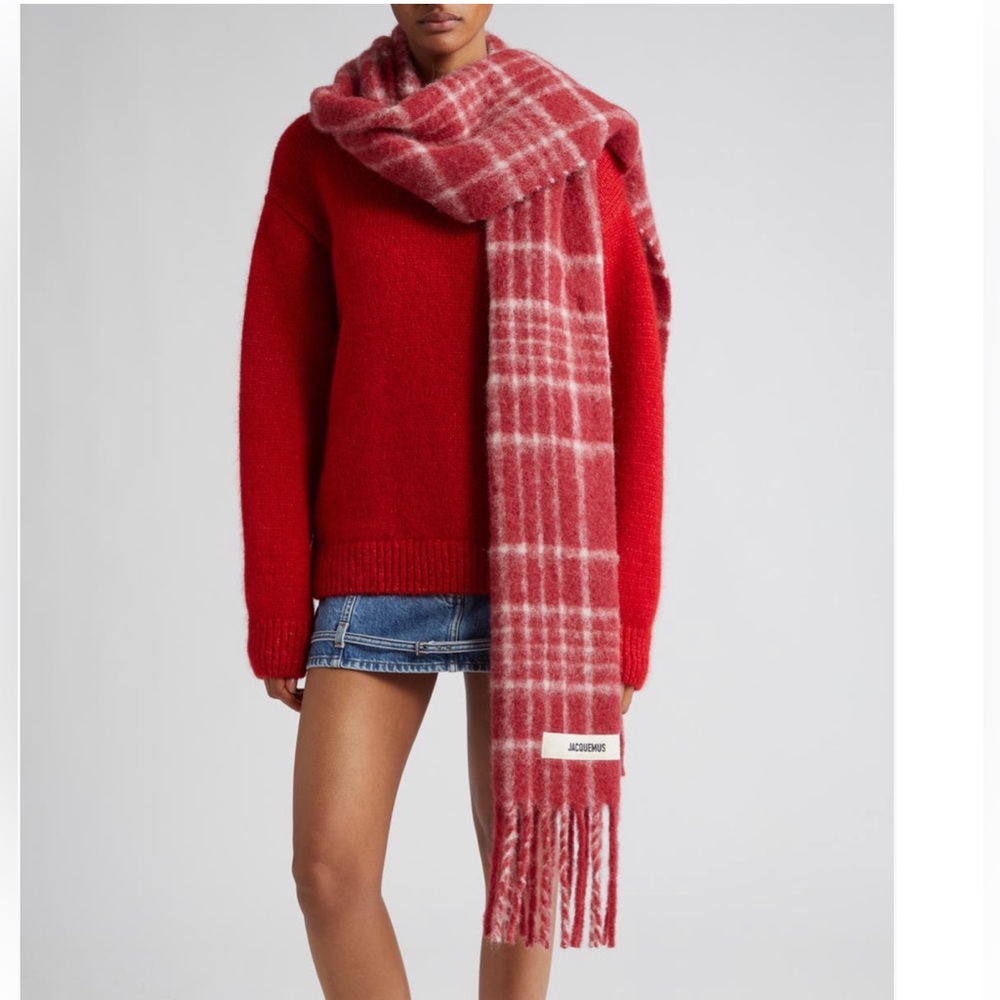 Jacquemus L’écharpe Carro Check Mohair Scarf